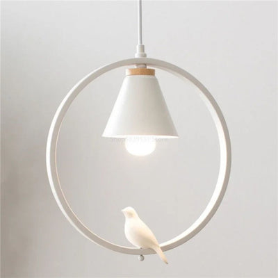 Suspension LED Rond avec Oiseau Noir ou Blanc - Lumiine