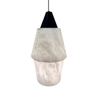 Suspension Marbre Blanc Design Conique Aspect Nuage - Lumiine