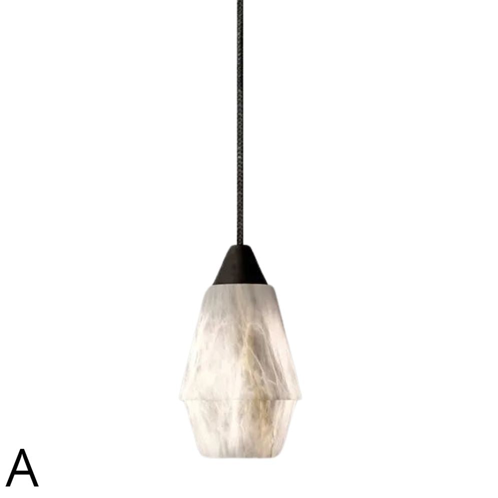 Suspension Marbre Blanc Design Conique Aspect Nuage - Lumiine