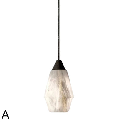 Suspension Marbre Blanc Design Conique Aspect Nuage - Lumiine