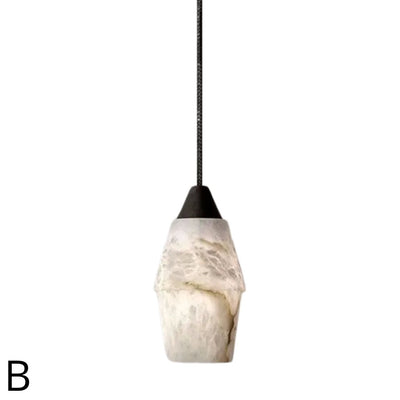 Suspension Marbre Blanc Design Conique Aspect Nuage - Lumiine