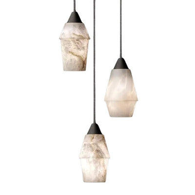 Suspension Marbre Blanc Design Conique Aspect Nuage - Lumiine
