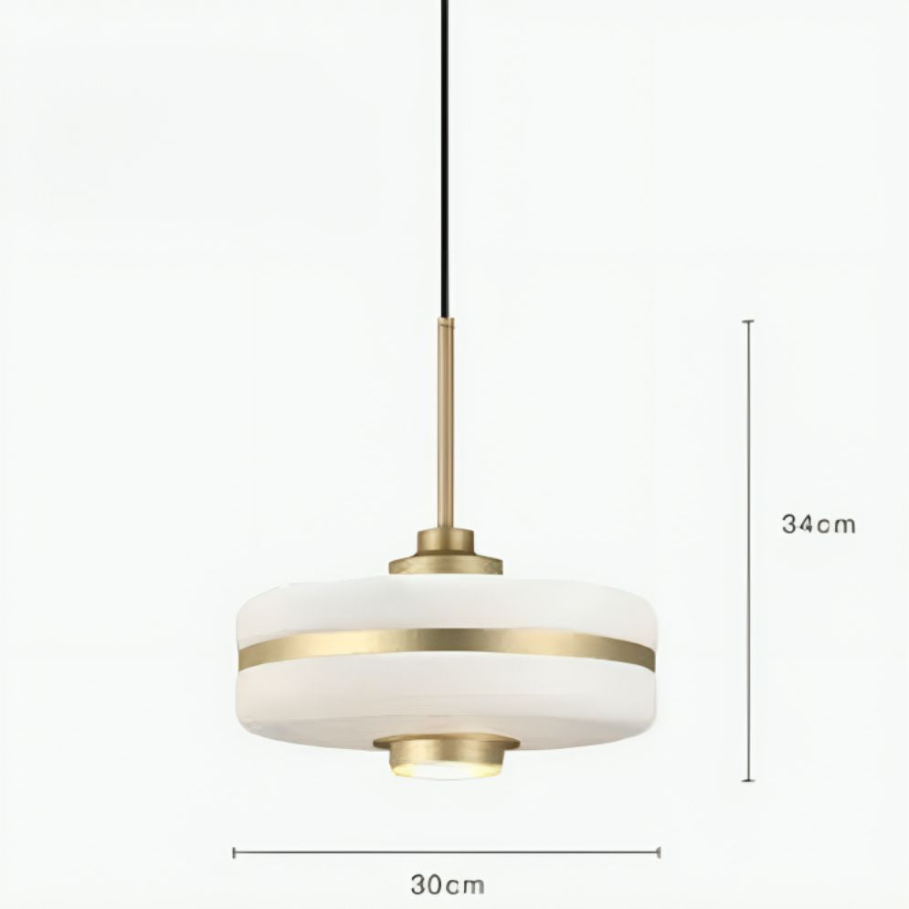 Suspension Minimaliste en Laiton avec Orbe de Verre Laiteux - Lumiine