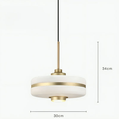 Suspension Minimaliste en Laiton avec Orbe de Verre Laiteux - Lumiine