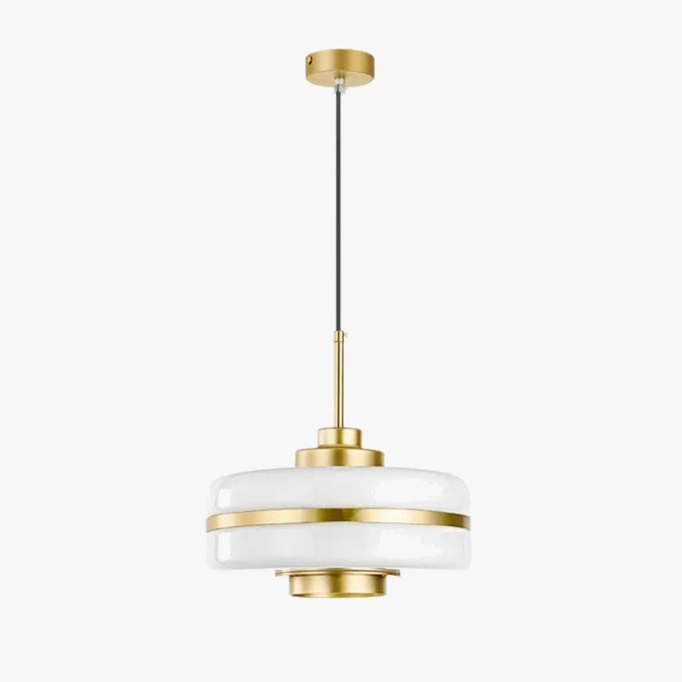 Suspension Minimaliste en Laiton avec Orbe de Verre Laiteux - Lumiine