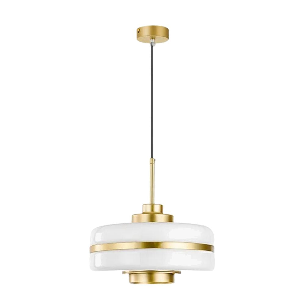 Suspension Minimaliste en Laiton avec Orbe de Verre Laiteux - Lumiine