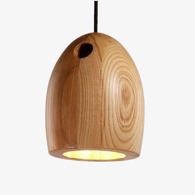 Suspension Moderne LED avec Abat-Jour Arrondi en Bois - Lumiine