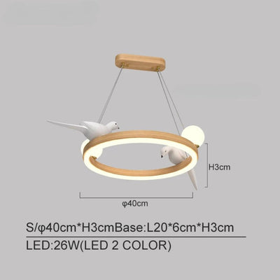 Suspension Moderne Led avec Anneau en Bois Lumineux Ibarne - Lumiine