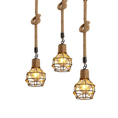 Suspension Rétro en Corde de Chanvre Style Cage - Lumiine