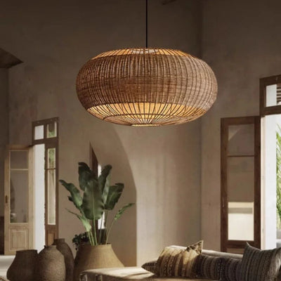 Suspension Rétro en Rotin Tissé pour Décoration Intérieure - Lumiine