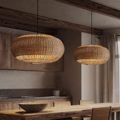 Suspension Rétro en Rotin Tissé pour Décoration Intérieure - Lumiine