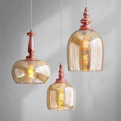 Suspension Rétro LED en Verre Style Cognac - Lumiine