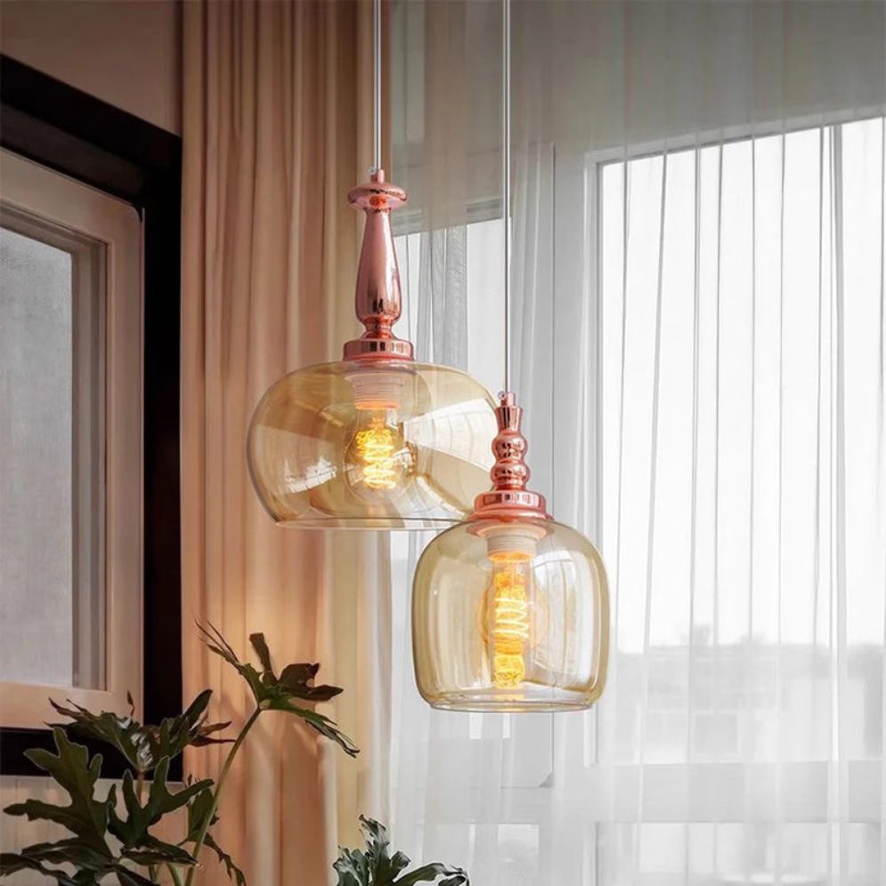 Suspension Rétro LED en Verre Style Cognac - Lumiine