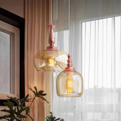 Suspension Rétro LED en Verre Style Cognac - Lumiine