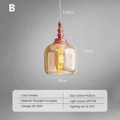 Suspension Rétro LED en Verre Style Cognac - Lumiine