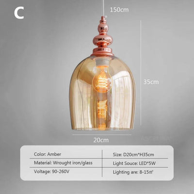 Suspension Rétro LED en Verre Style Cognac - Lumiine