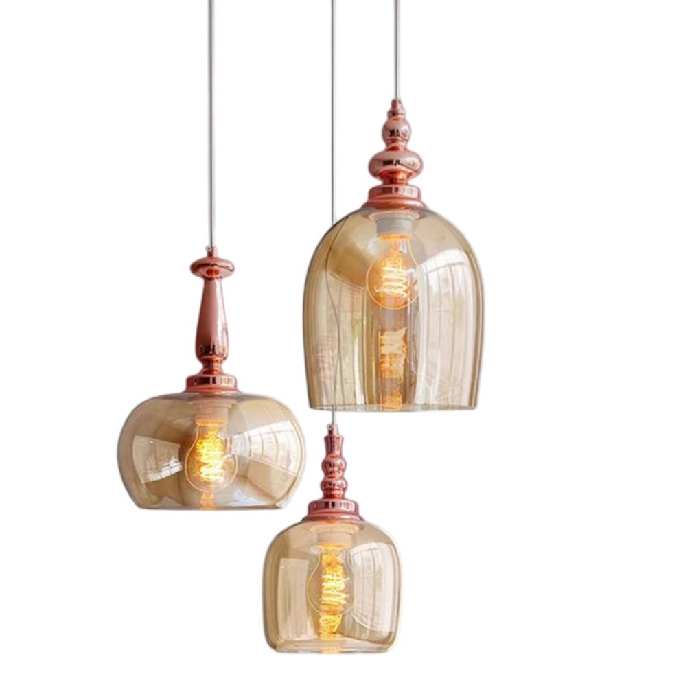 Suspension Rétro LED en Verre Style Cognac - Lumiine