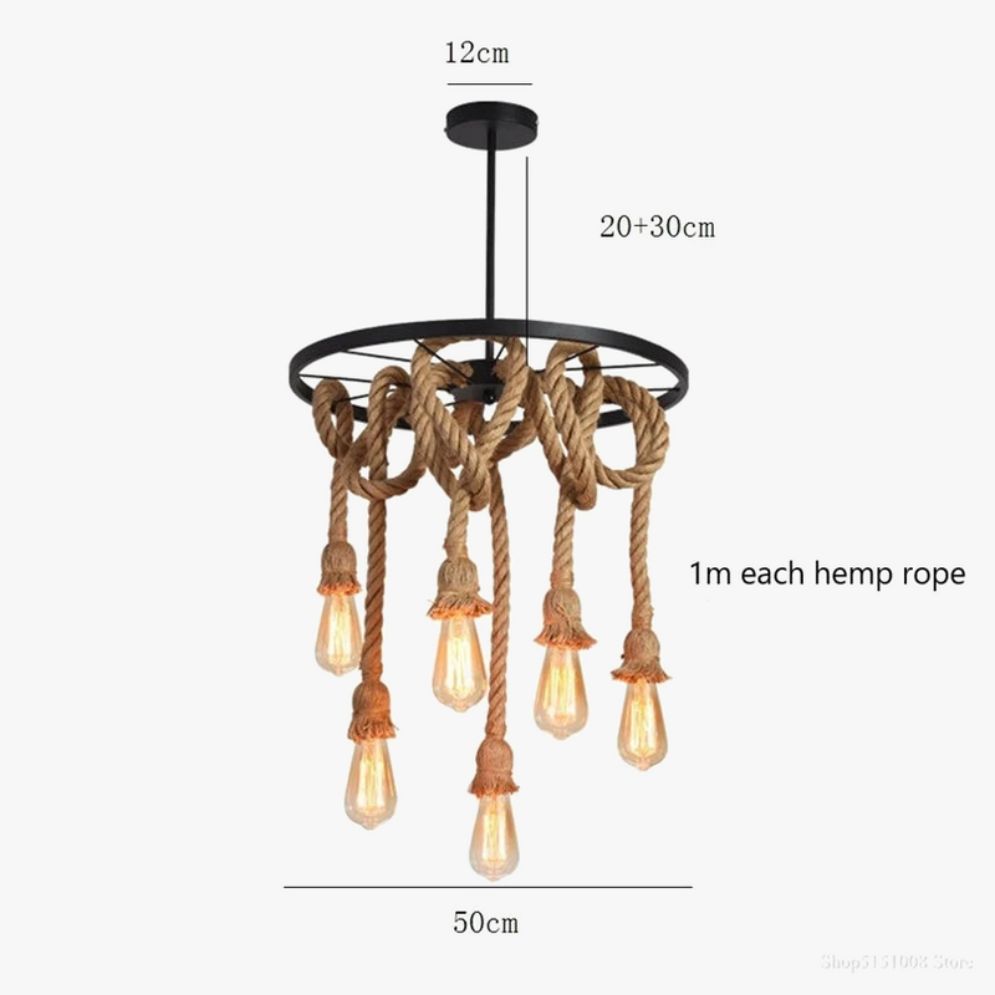 Suspension Rétro Vintage en Corde de Chanvre Loft Industriel - Lumiine