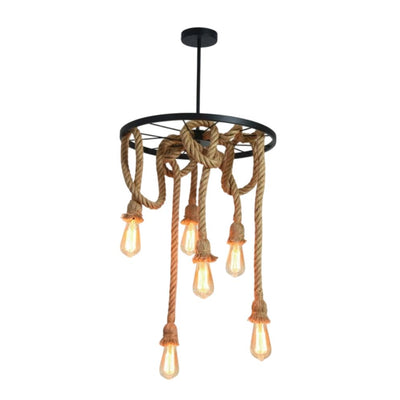 Suspension Rétro Vintage en Corde de Chanvre Loft Industriel - Lumiine