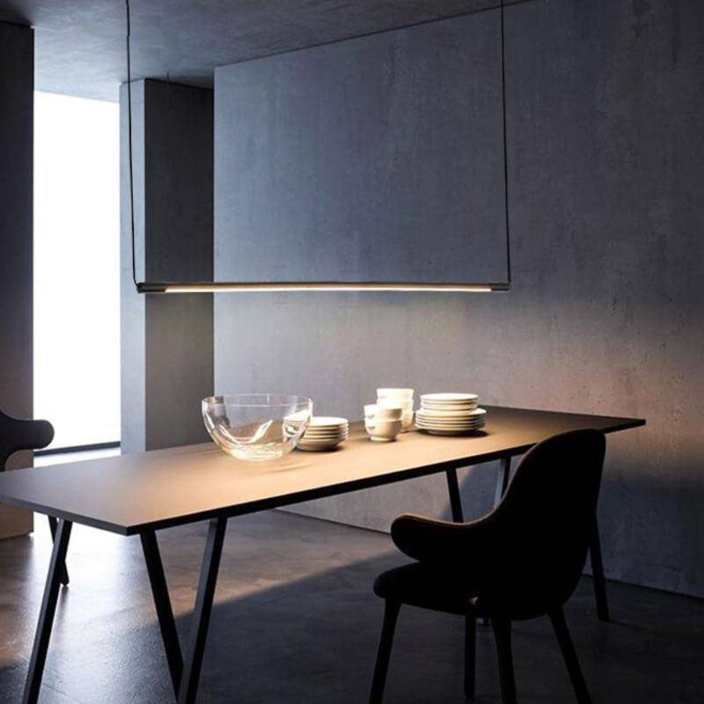 Suspension Salle à Manger LED Barre Fixe en Métal Noir - Lumiine
