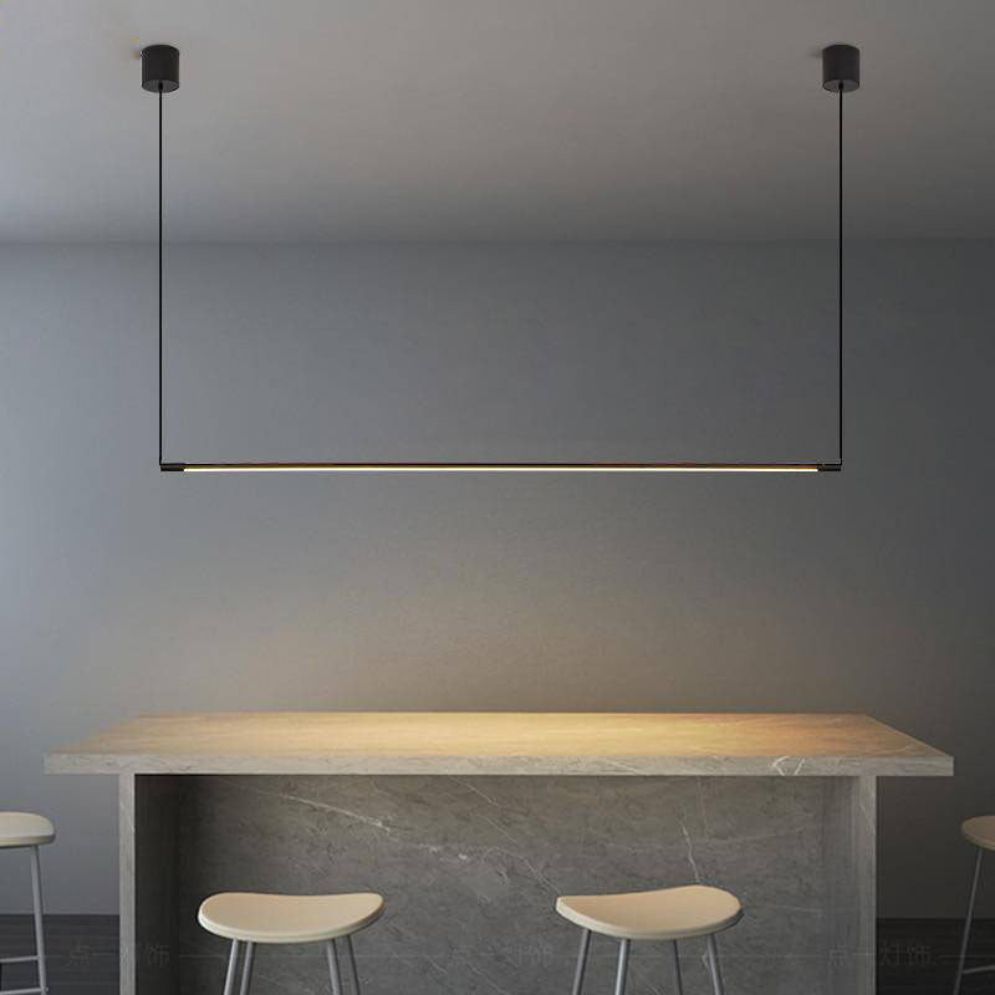 Suspension Salle à Manger LED Barre Fixe en Métal Noir - Lumiine