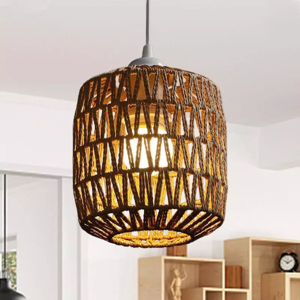 Suspension Salon en Rotin Tressé Style Exotique - Lumiine