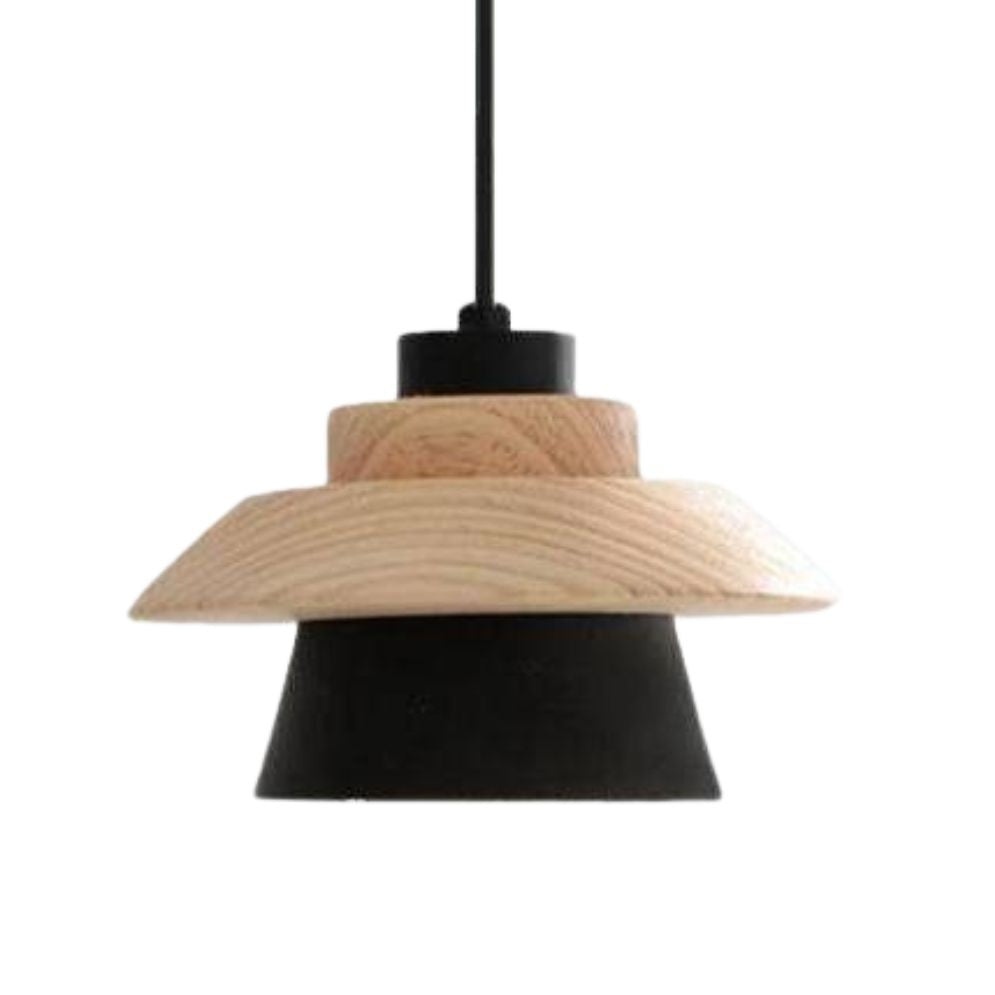 Suspension Scandinave avec Abat-jour Conique et en Bois Avi