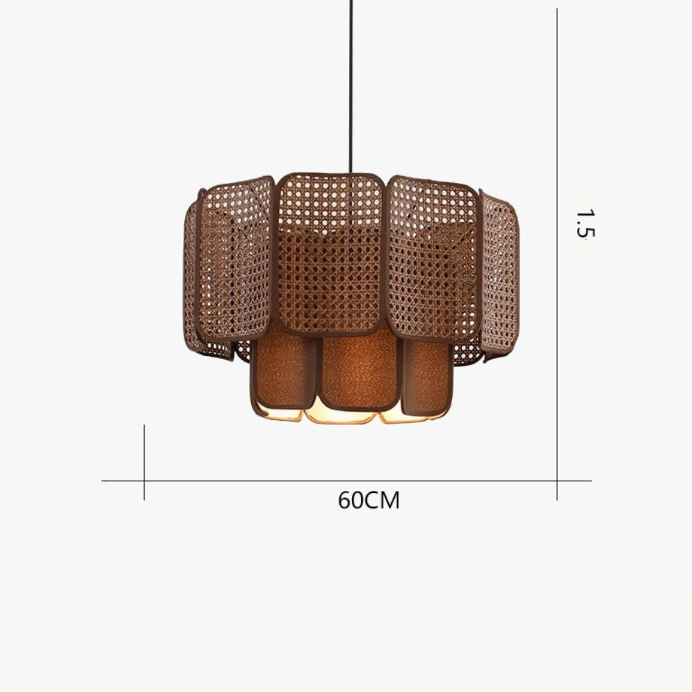 Suspension Vintage Bois LED Chinois Zen Salon de Thé - Lumiine