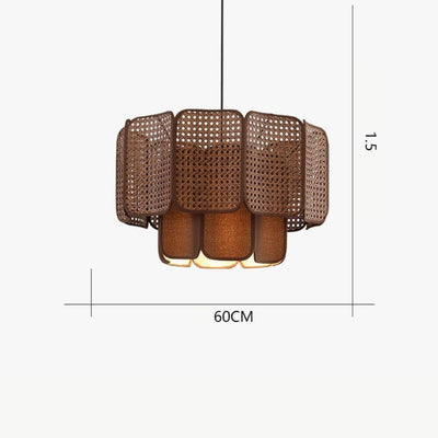Suspension Vintage Bois LED Chinois Zen Salon de Thé - Lumiine
