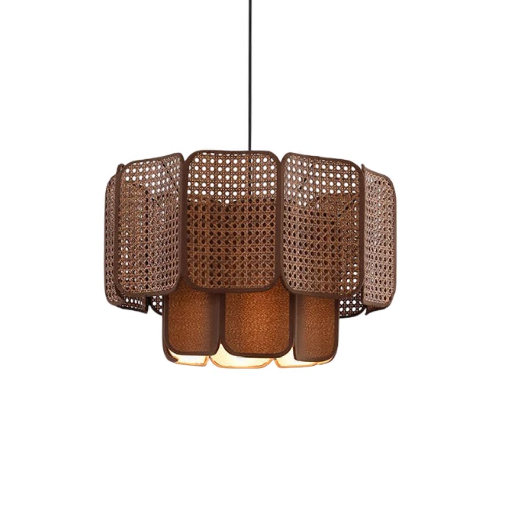 Suspension Vintage Bois LED Chinois Zen Salon de Thé - Lumiine